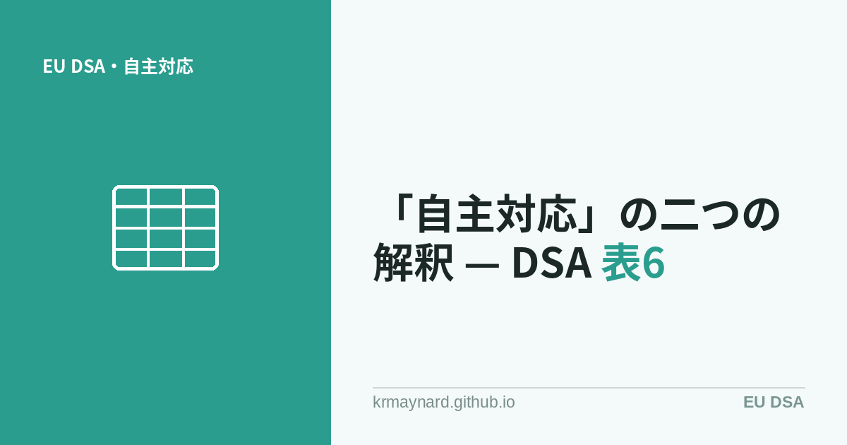 DSA表6における「自主対応」の二つの解釈