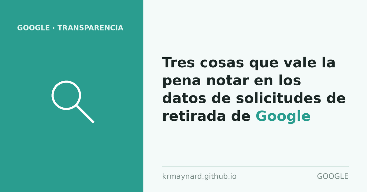 Encabezado del artículo: Tres cosas que vale la pena notar en los datos de solicitudes de retirada de Google