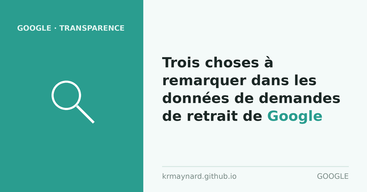 En-tête de l'article : Trois choses à remarquer dans les données de demandes de retrait de Google