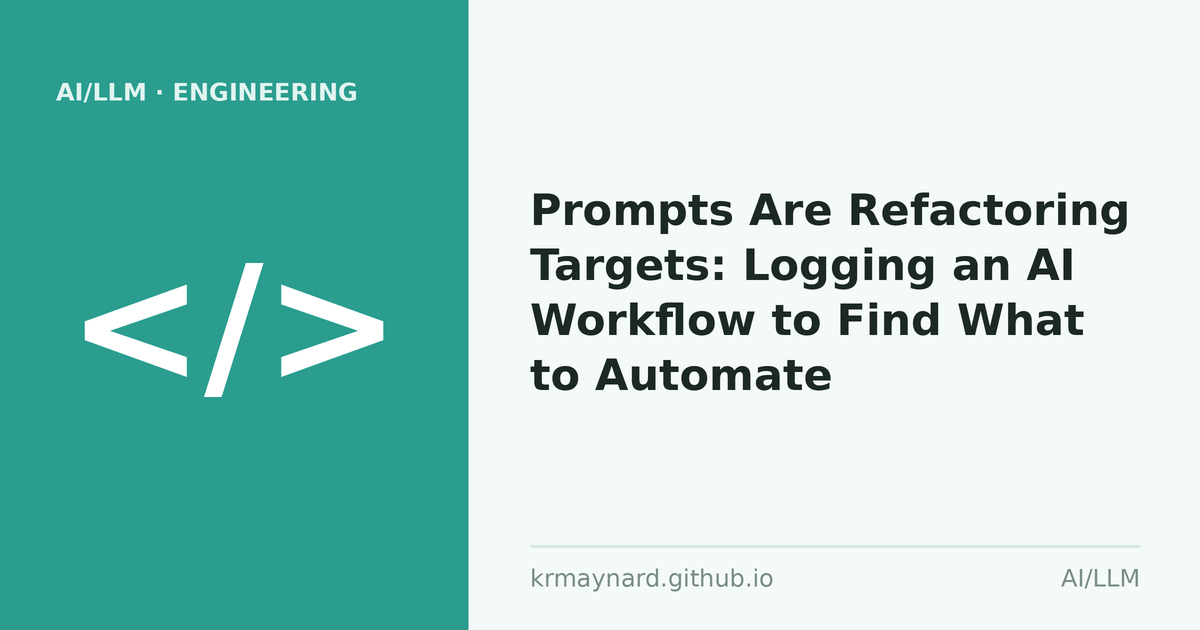 Article header: Prompts Are Refactoring Targets: Logging an AI Workflow to Find What to Automate